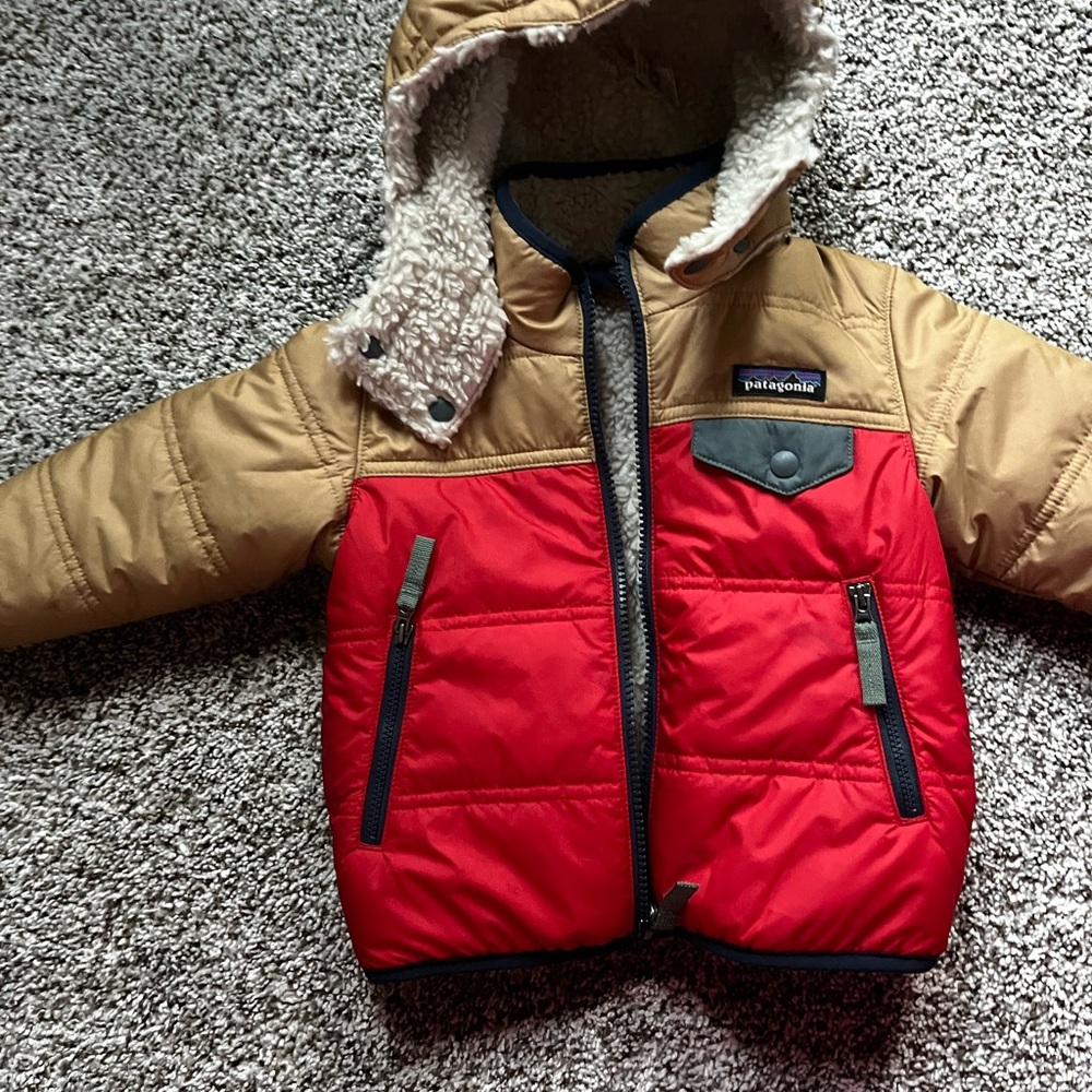 Patagonia Red and Tan Hooded Jacket